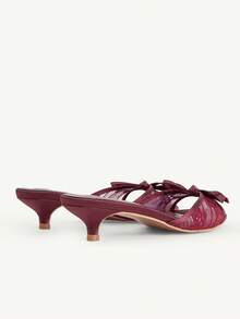 CUCCOO CHICEST Giày cao gót hở mũi phối ren mỏng đa năng thanh lịch dành cho nữ - Màu Đỏ Sâu - Xem 11