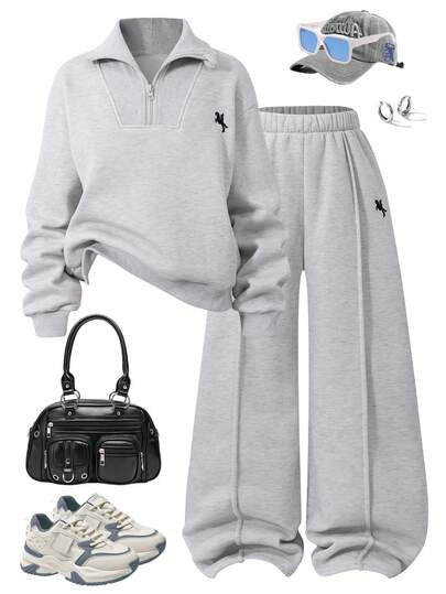 Sparklyn 青少年女孩休闲两件套，纽约字母图案连帽衫和短裤，温暖的校园装，适合日常穿着，春/秋/冬