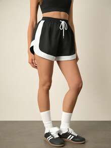 With My Calm 女士休闲宽松撞色运动短裤，春夏款