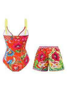 Swim Oasis 2026新款春夏女士两件套泳衣，性感露背沙滩装，定位印花，欧美风格