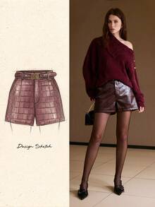 MOTF PREMIUM 鳄鱼纹理腰带短裤，秋冬