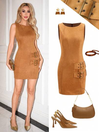 Ellevyn 女士时尚 PU 性感复古抹胸迷你连衣裙 夏季母亲节装扮 女士夏季装扮 毕业礼服 夏季服装 女士夏季连衣裙