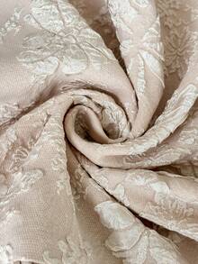 Lounesse Plus Size Jacquard Fabric Apricot Color Mandarin Collar Casual Commuter Long Sleeve Shirt Romantic, Winter Clothes For Women - Apricot - View 7