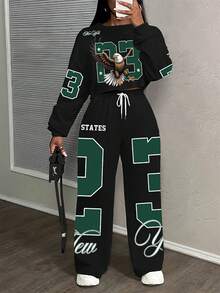 Slaydiva Bộ đồ thể thao 2 món dáng rộng họa tiết bông tuyết phong cách đường phố giản dị dành cho nữ - Nhiều màu - Xem 6