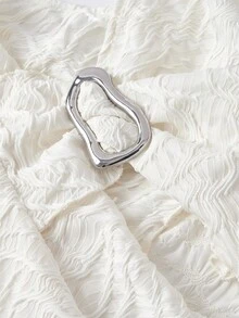 SHEIN MOD 女士纯色露背荷叶边不对称下摆时尚百搭吊带背心 - 杏色 - 查看 3