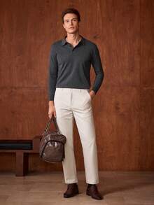 Officeau 男士薄款V领针织衫，深灰色，秋冬款 - 深灰色 - 查看 7