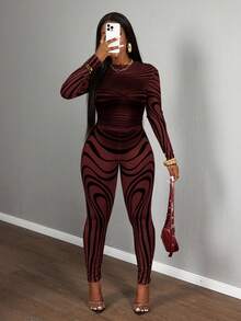 Slaydiva 2025 Summer New Casual Streetwear Sexy Sheer Mesh Zebra Print Bodycon Long Sleeve Crop Top And Tight Pants 2 Pieces Set, Suitable For Music Festivals, Sexy Streetwear, Graduation Season, Western Nomadic Style, Bohemian Style, Daily Outings, Motorcycle Sports, Clubs, Baddie Style, Birthday Parties, Student Wear, Basic Versatile, Casual, Vacation, Cruise Travel, Beach, Sunbathing, Viral , Party Gatherings