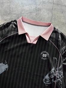 AXEPEAK 男士数字印花短袖休闲通勤 Polo 衫 - 彩色 - 查看 4