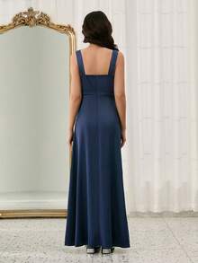 Elegantes Champagner-Satin-Kleid mit Perlen-Trägern für Teenager-Mädchen, Blumenmädchen, Hochzeit, Abschlussball, Halloween, Weihnachten, Abschluss, Mode für Mädchen mit aufwendigem Rock und Prinzessinnen-Stil - Champagnerfarben - Übersicht 2