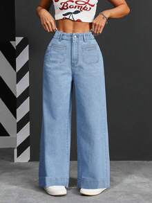 Mezclilla vaquero mujer pantalon de mujer pantalón de mujer pantalones para mujer pantalón pantalones de dama pantalones baggy - Azul - Ver 2