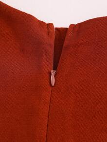 Sweetra 1 套（衬衫 + 连衣裙）少女优雅编织长袖领衬衫和休闲中长编织无袖连衣裙 - 咖啡棕 - 查看 6