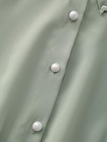 GlowEve 女士刺绣领收腰A字连衣裙，优雅精致，适合日常通勤、商务场合、浪漫约会、派对、圣诞节、秋冬季穿着，长袖设计。 - 綠色 - 查看 7