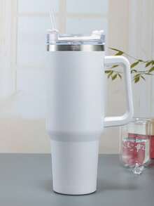 1个40盎司不锈钢水瓶，带手柄和吸管盖，可重复使用，双层隔热不锈钢材质，旅行杯，冰咖啡杯，女士礼物，可盛装冰饮和热饮 - 彩色 - 查看 16