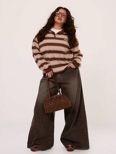 MUSERA Plus Size Baggy Low Rise Mid Wash Casual, Y2K, 2000'S Style, Streetwear, Street Style Loose Jeans For Everyday, Spring Break, Summer, Vacation, Ibiza, Holiday Winter