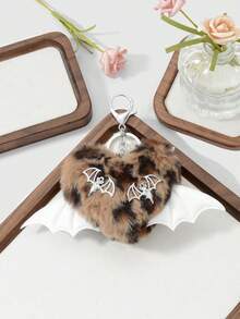 ROMWE Kawaii 1 mặt dây chuyền hình trái tim 3D đính đinh tán họa tiết da báo phong cách Gothic Retro Punk Y2K màu nâu, thích hợp cho nữ, đeo hàng ngày hoặc làm quà tặng, dùng trong lễ Halloween - Màu nâu - 44 - Xem 5
