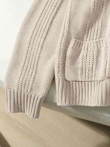 Calvaya Women's Solid Color Drop Shoulder Cardigan With Double Pockets, Open Front Fall Winter Cloth For Women