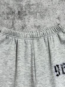 1pc Tween Boy Casual Sports Design Pants, Left Pocket Right 96 Number Print, Suitable For Daily Casual, Commuting, Sports , Spring/Autumn - Dark Grey - View 9