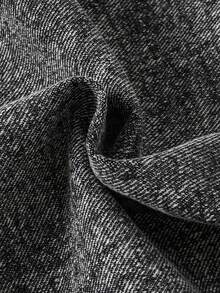 SHEIN Explorewe Áo khoác denim denim đơn giản, thoải mái, giặt xong, thiết kế chắp vá, áo hoodie đường phố thường ngày dành cho bé trai của Denimly - màu đen - Xem 5