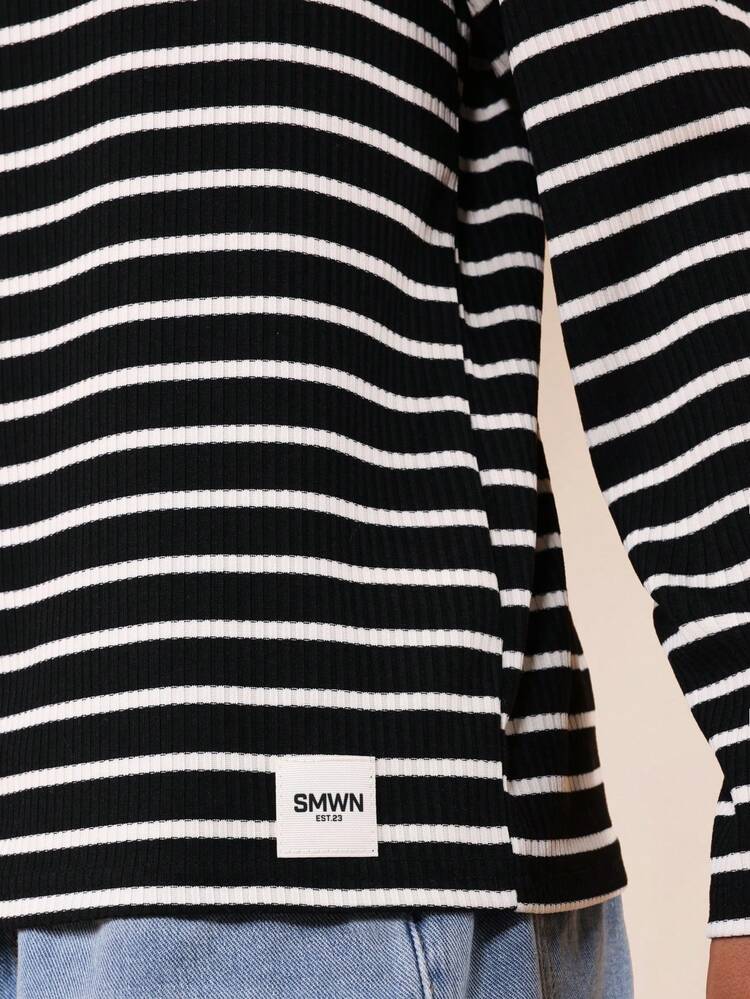 Long Sleeve Horizontal Striped Crew Neck Tee