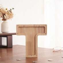 1 件木制英文字母存钱罐，透明木制储蓄罐，26 个英文字母装饰木制存钱罐，精致时尚的节日礼物，适合感恩节生日礼物毕业