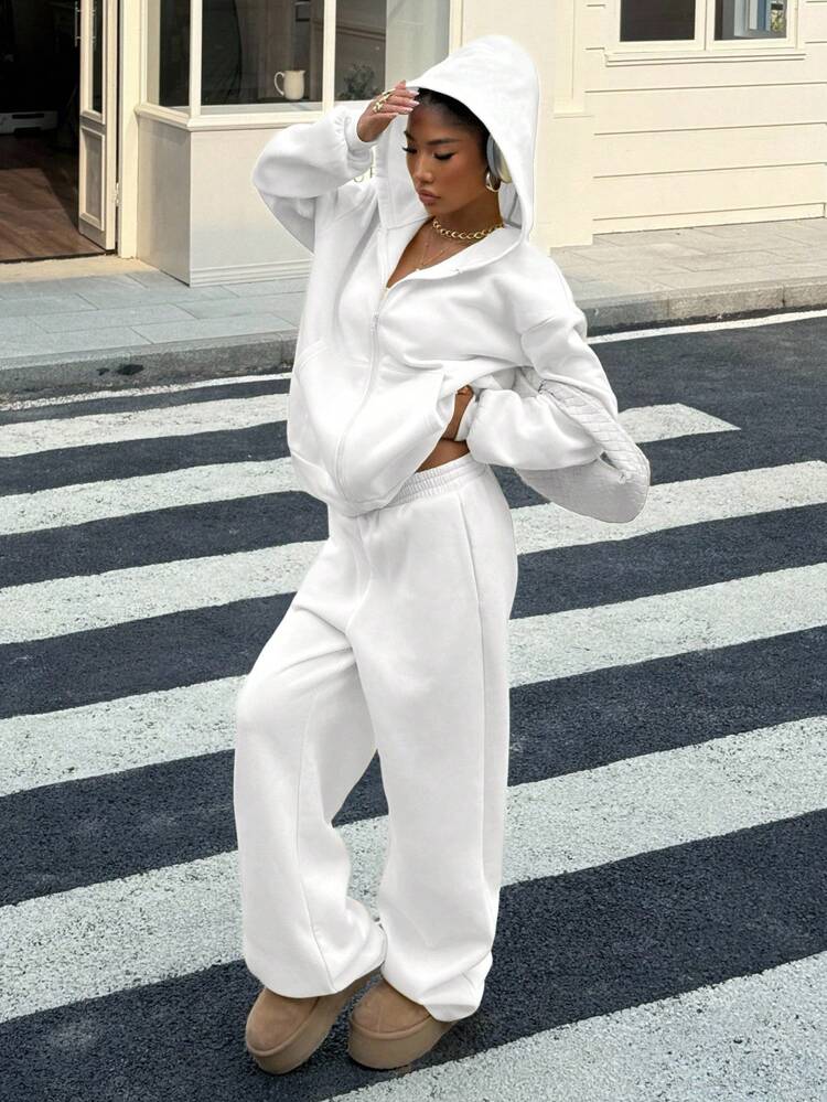 Muchica Women's White Winter Casual Occasion Solid Color Long