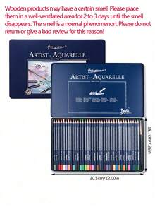 1 Bộ Bút Chì Màu Nước Hộp Thiếc 12/24/36/48 Màu, Bút Chì Màu Hình Tam Giác Dày Vỏ Gỗ Dùng Để Vẽ Tranh Trở Lại Trường Học - Nhiều màu - Xem 8