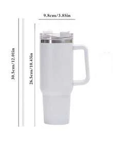 1个40盎司不锈钢水瓶，带手柄和吸管盖，可重复使用，双层隔热不锈钢材质，旅行杯，冰咖啡杯，女士礼物，可盛装冰饮和热饮 - 彩色 - 查看 3