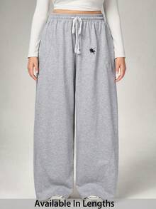 SHEIN Tall CURVE 大码女式街头风外出休闲两件套，弹性腰带，舒适灰色弯腰裤，修身显瘦，秋季女装，高挑两件套，舒适两件套，修身显瘦，高挑女装，秋季女装 - 淺灰色 - 查看 1