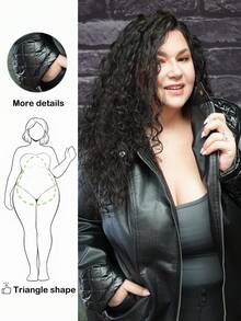 Truni Áo khoác trơn màu thời trang đa năng cỡ lớn, mùa thu - màu đen - Xem 1