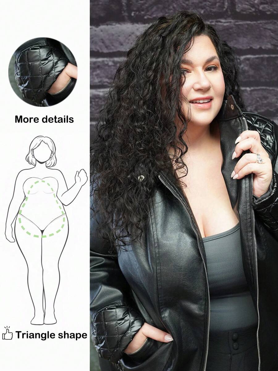 Truni Áo khoác trơn màu thời trang đa năng cỡ lớn, mùa thu - màu đen - Xem 1