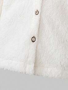 Sweetra Tween Girl Clean Long Sleeve Furry Collar Jacket - White - View 5