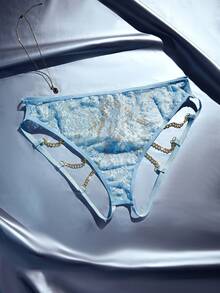 MidnightGlam 大码性感蕾丝链条铃铛开裆内裤