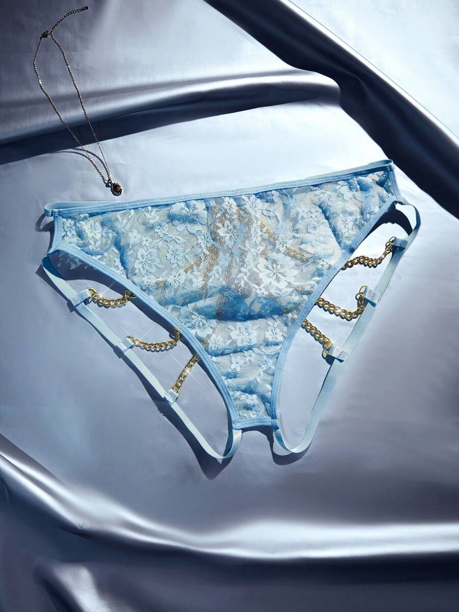 MidnightGlam 大码性感蕾丝链条铃铛开裆内裤