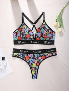 2pcs/Set Comfortable Colorful Printed Underwear Set - Multicolor - View 5