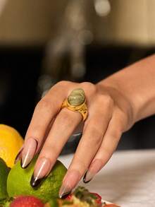 Glisma Nhẫn hở tối giản mạ vàng 18K, Trang phục, Phong cách Gothic/Gothic, Sang trọng cổ điển, Đính hạt, Trang sức phương Tây, Kim loại/Có họa tiết, Đá quý, Mùa thu/Đông, Dành cho mẹ/phụ nữ/bé gái/người mẹ, Cao cấp, Cổ điển, Hình chữ thập - Vàng - Xem 3