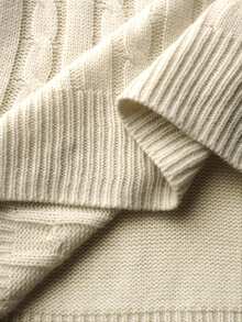 Manfinity Mode 大码男士纯色纯色长袖半拉链领宽松休闲都市粗针织毛衣，秋冬