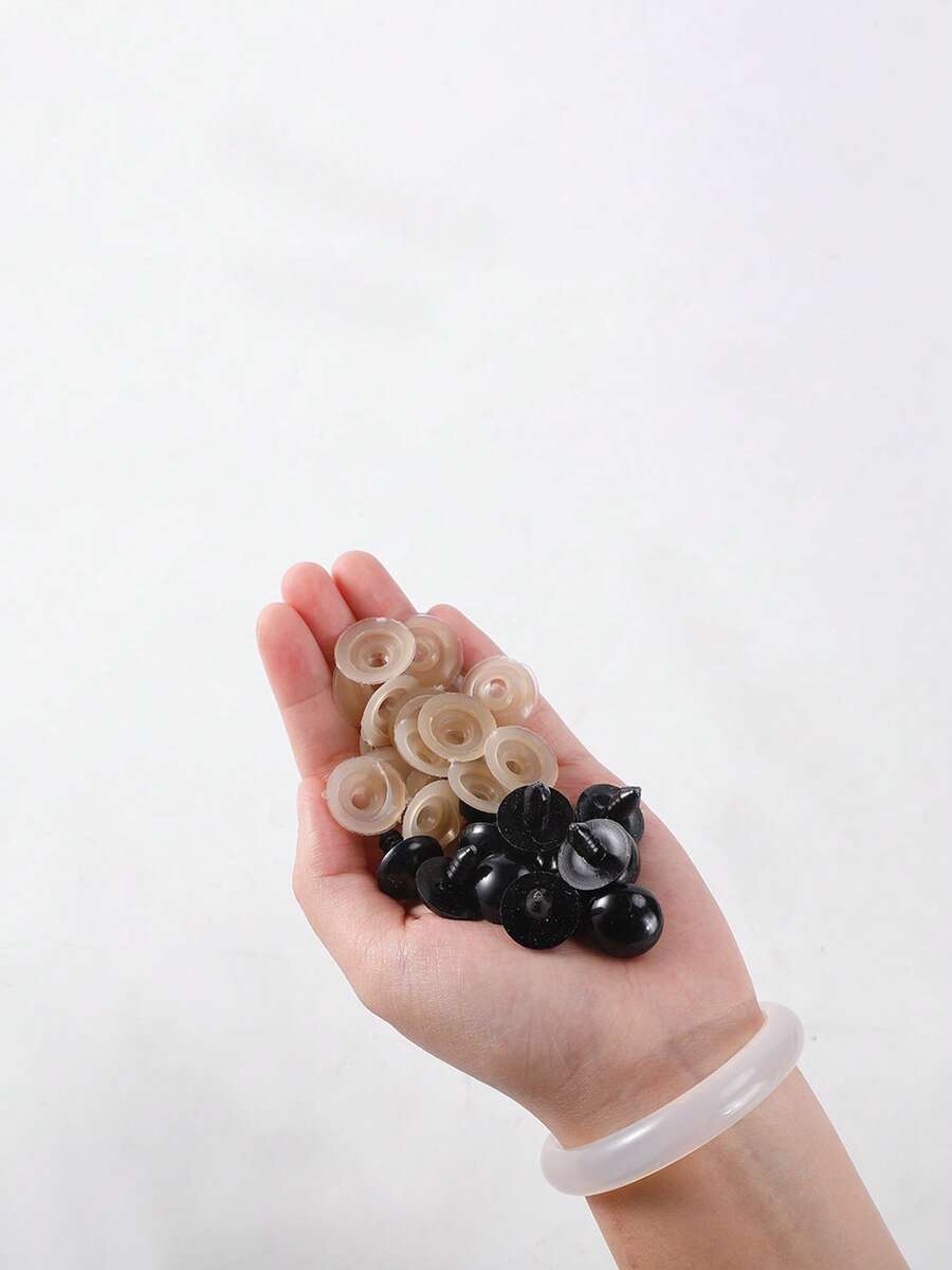 100 件 5-24 毫米黑色塑料安全眼，适用于 Amigurumi、毛绒动物和 DIY 工艺品 - 带垫圈背衬、玩偶制作、针织、钩针编织用品、眼球纽扣、毛绒玩具配件、手工礼品、手工艺必需品 - 彩色 - 查看 1