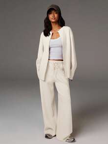 Athîral 休闲时尚百搭舒适宽松长袖女式开衫家居服女士家居服舒适家居服粉色家居服针织家居服秋冬 - 杏色 - 查看 3