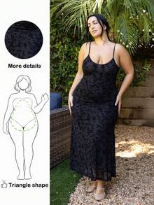 Truni Talla grande Vestido de tirantes con estampado floral - Negro - Ver 1