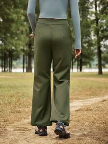 In My Nature 女士纯色口袋休闲徒步户外裤 - 軍綠色 - 查看 7