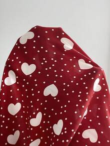 EMERY ROSE Áo kiểu nữ cỡ lớn Valentine mùa xuân, họa tiết chấm bi đỏ và trái tim, tay lửng màu đỏ tía, thích hợp cho kỳ nghỉ xuân, du lịch, đi chơi, mẫu mới năm 2026, đơn giản và thời trang cho mặc hàng ngày. - Đỏ - Xem 7