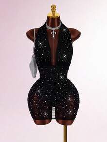 Amplova 水钻装饰露背紧身无袖派对礼服 - 黑色 - 查看 3