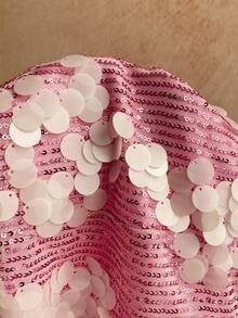 SHEIN x Eduarda Gutierrez Soleia 女士春夏度假两件套：红白条纹针织露脐上衣，不对称肩部设计，搭配超低腰紧身短裤，适合派对、圣诞节、情人节、约会、海滩、邮轮、嘉年华、复活节、中国新年等场合。 - 淺粉色 - 查看 6