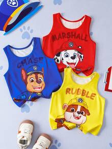 SHEIN | PAW Patrol Young Boy Cute Dog & Letter Graphic Undershirt Tank Top, Summer
