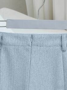 Franclia Chân váy len xương cá tối giản thời trang thu đông dành cho nữ, dáng váy dài vừa, cạp cao, xẻ tà, dày dặn, mang đến nét thanh lịch - Màu xanh bạc hà - Xem 3