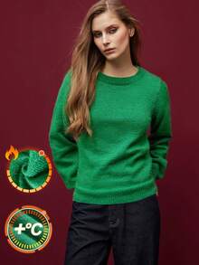 Maija Women's Solid Color Round Neck Long Sleeve Casual Sweater With Cutout Back, Autumn/Winter Christmas Clothes  New Year Clothes  Stylish Clothing Collection  Green Top  Women's Social Blouse Casual Blouse For Women - Green - View 1