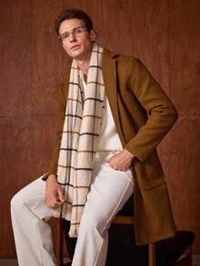 Officeau 男士单排扣大衣，棕色，休闲商务两相宜，秋冬季，适合送给丈夫/男友 - 巧克力棕 - 查看 1