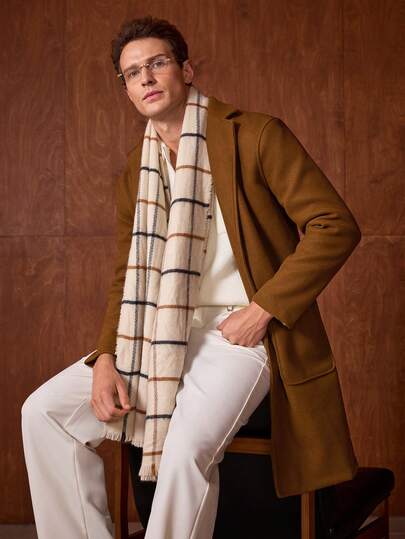 Officeau 男士单排扣大衣，棕色，休闲商务两相宜，秋冬季，适合送给丈夫/男友