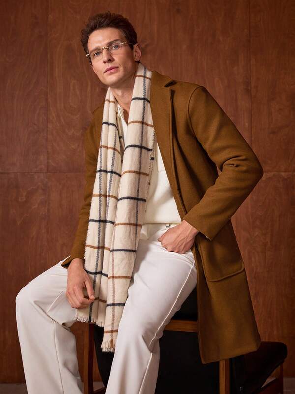 Officeau 男士单排扣大衣，棕色，休闲商务两相宜，秋冬季，适合送给丈夫/男友