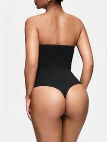 SHEIN 女士無縫連體衣，無肩帶防滑修身塑形衣，腰部和腹部塑形，1件裝 - 黑色 - 查看 7